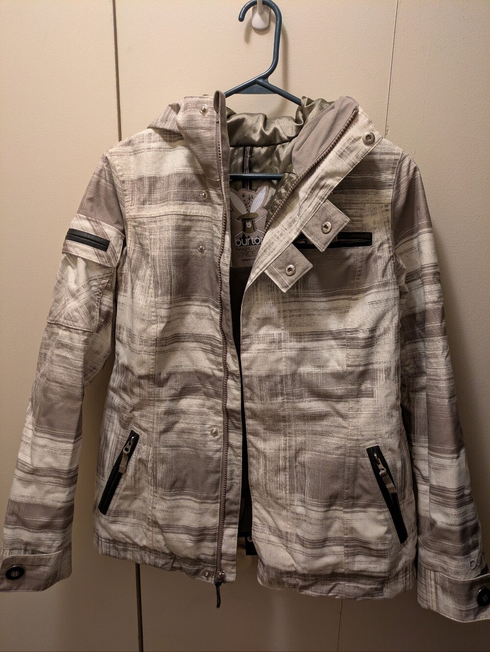 Burton Women's Snowboard Jacket in Taupe/Grey and White